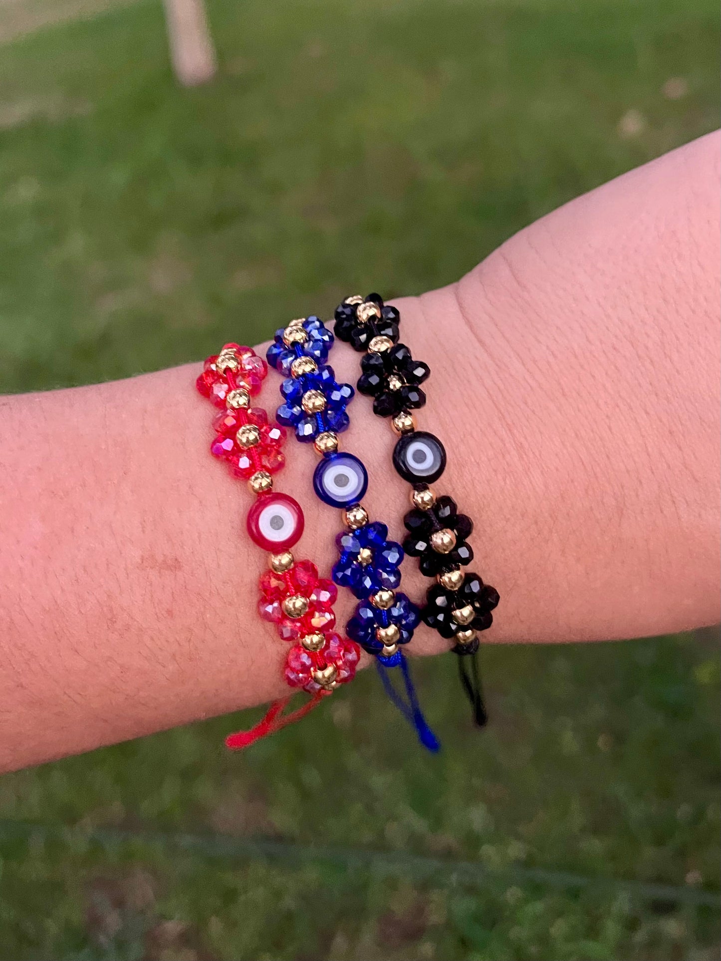 Evil eye flower handmade bracelet