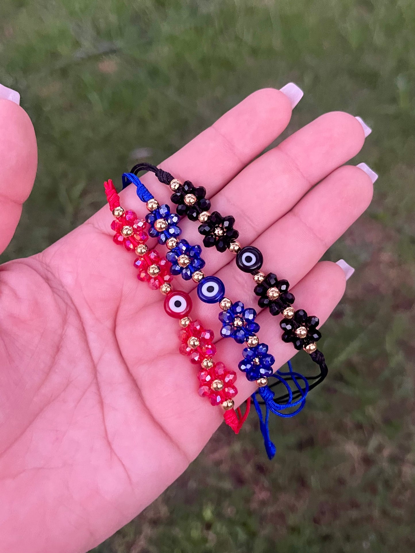 Evil eye flower handmade bracelet