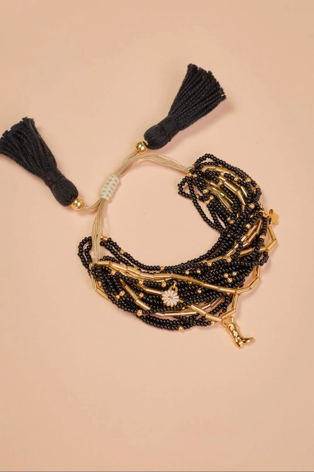 Multi layered handmade bracelets black
