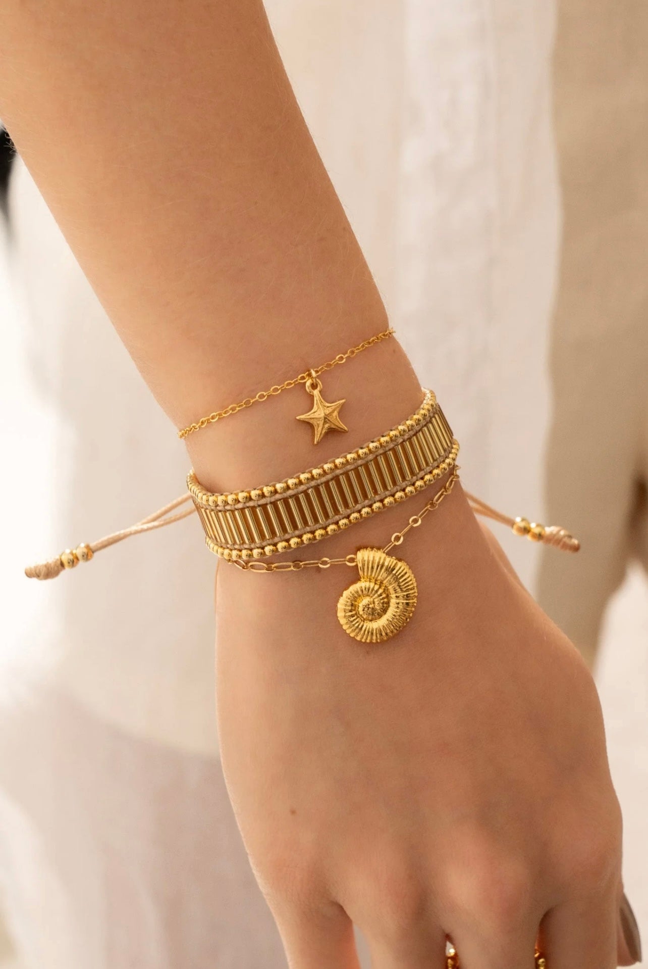 Set of 3 bracelets snail and star