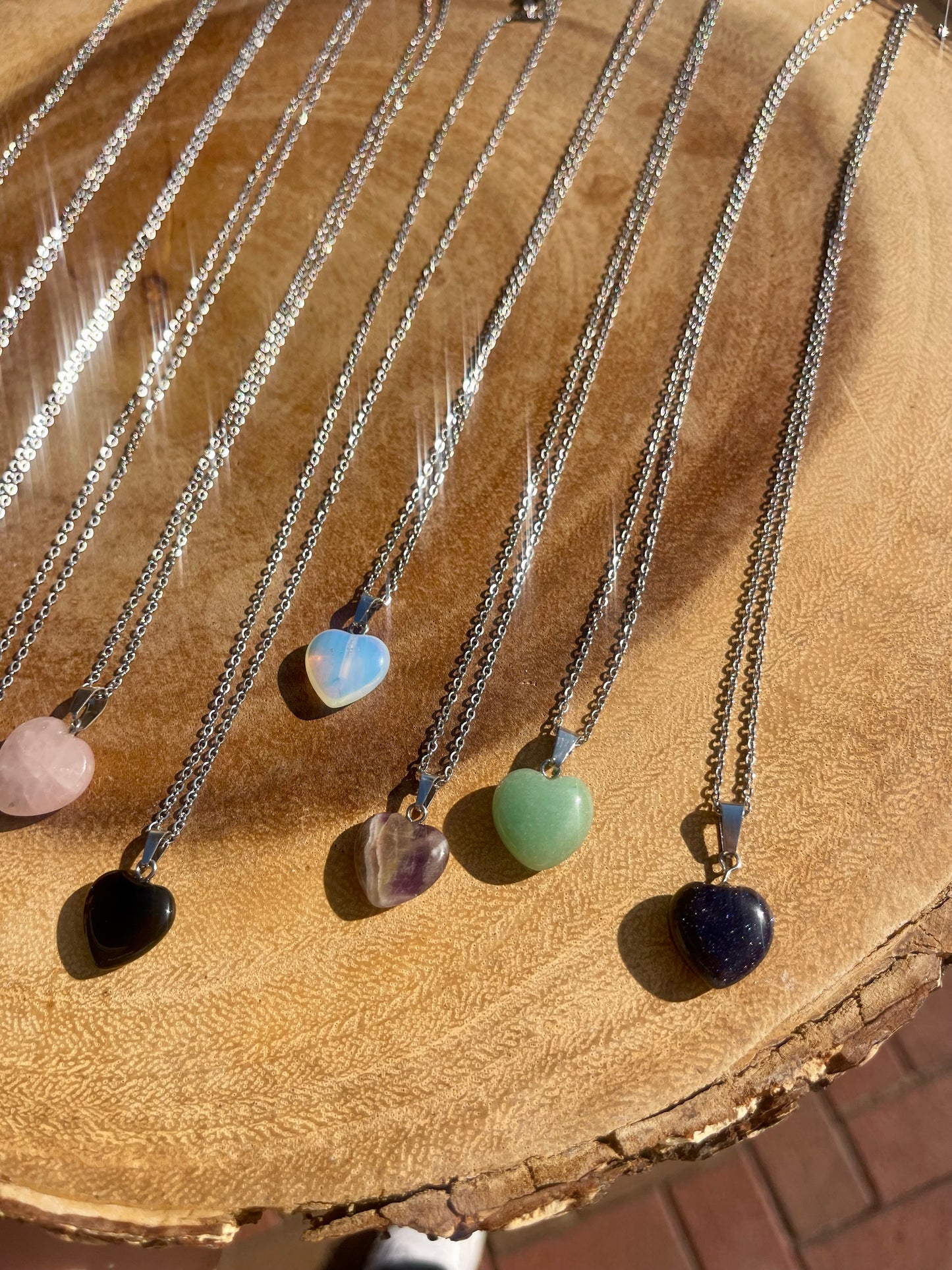 Heart shape gemstone necklace