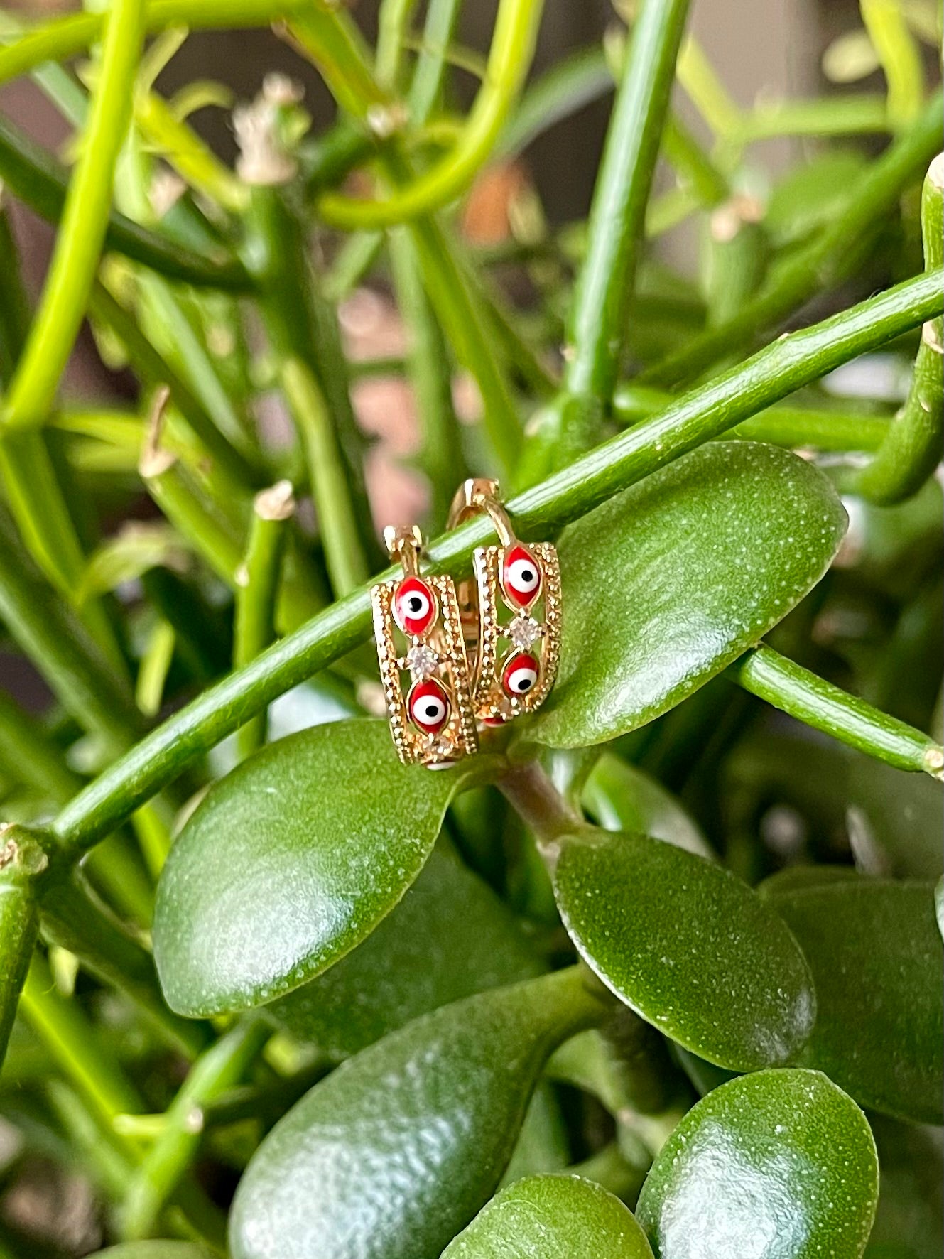Evil eye red hoops