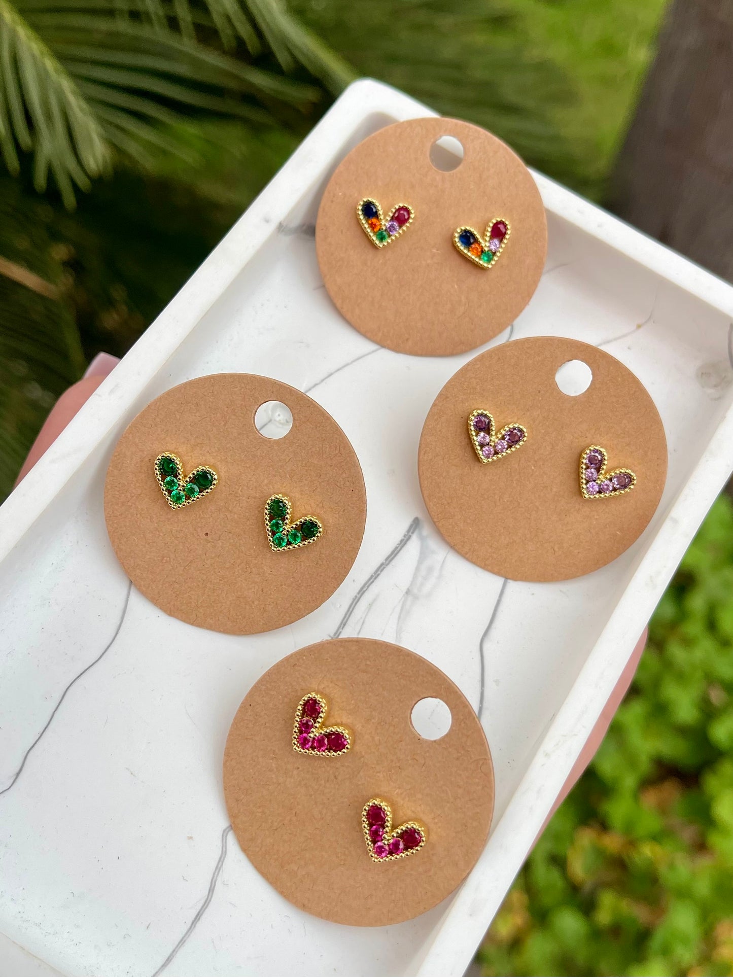 Heart with stone earrings
