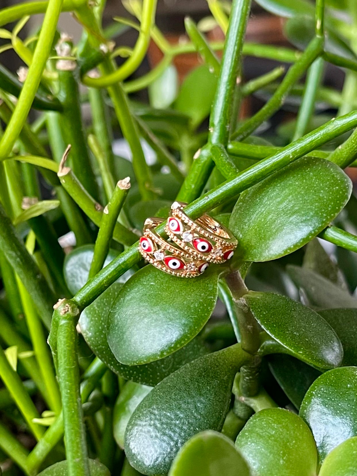 Evil eye red hoops