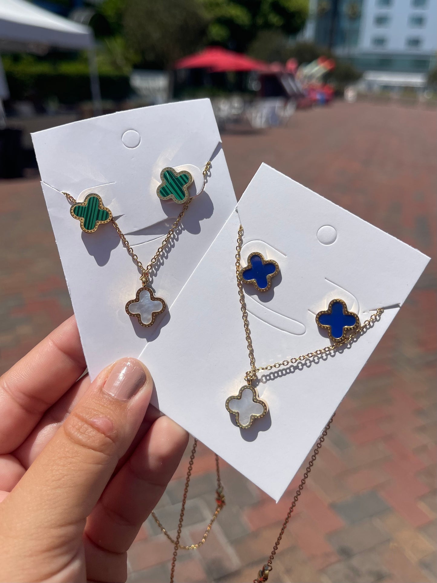 Two side clover necklaces