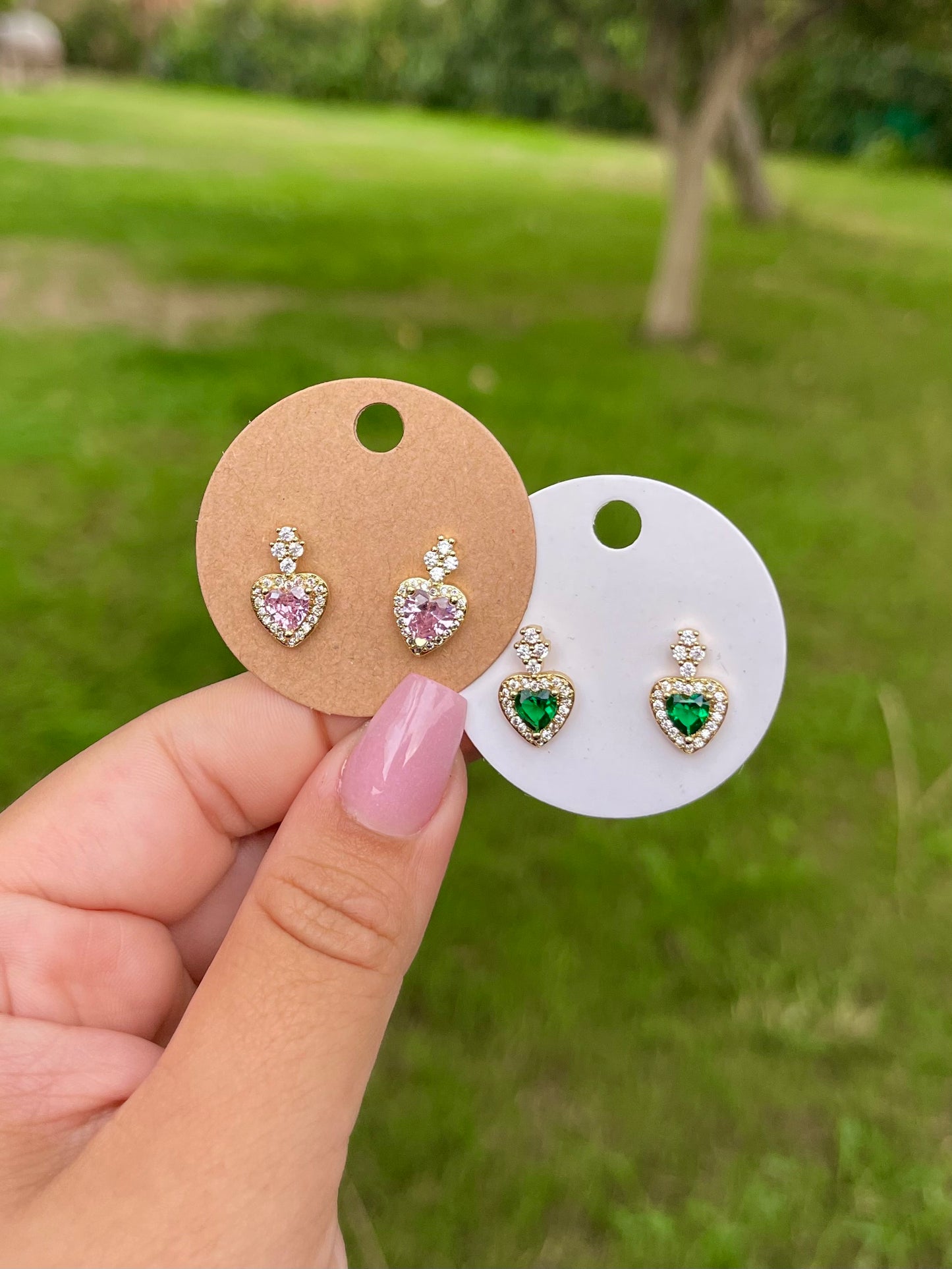 Hearts with stone earrings