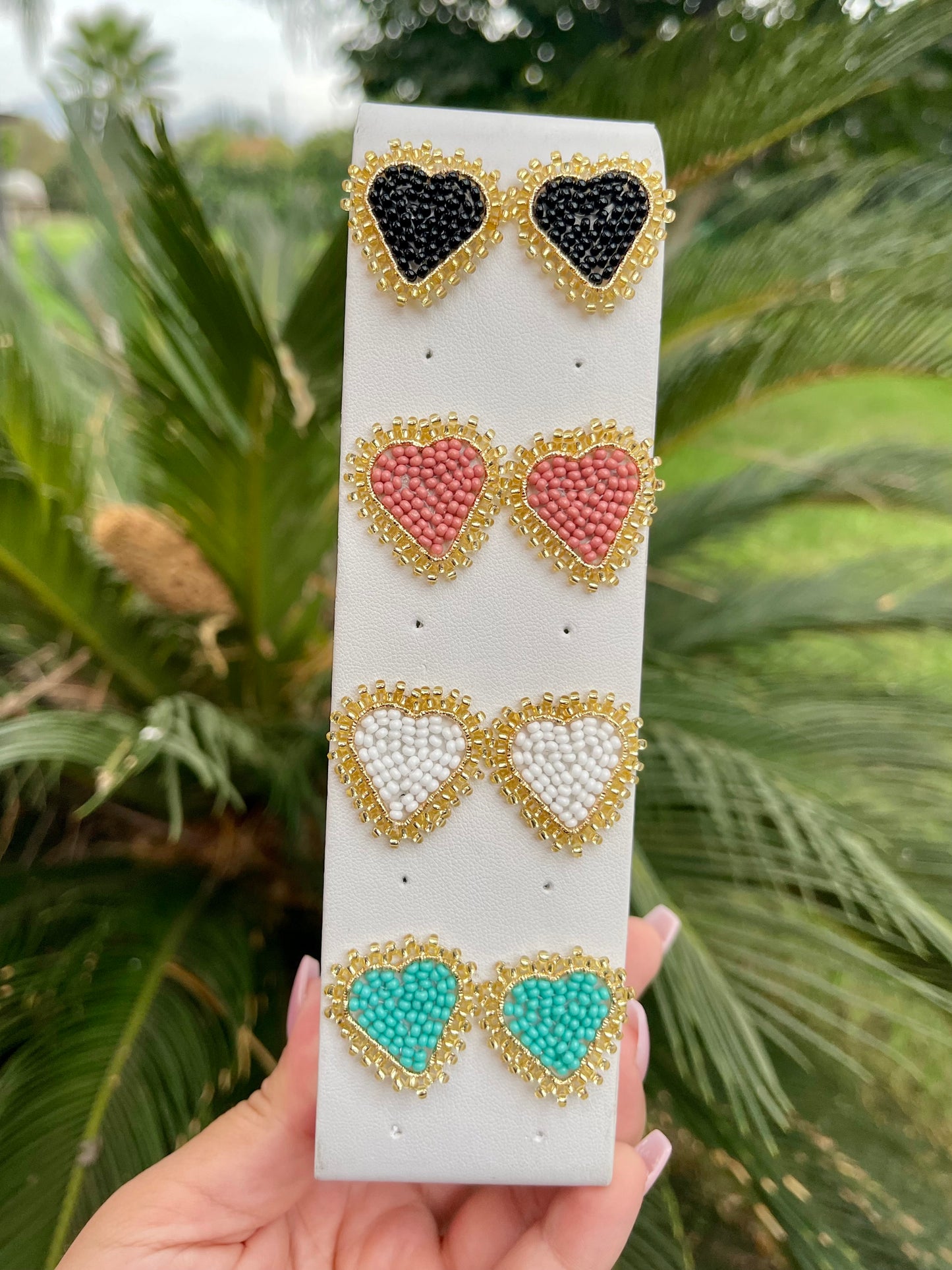 Handmade beaded earrings, Colombian artisan colorful
