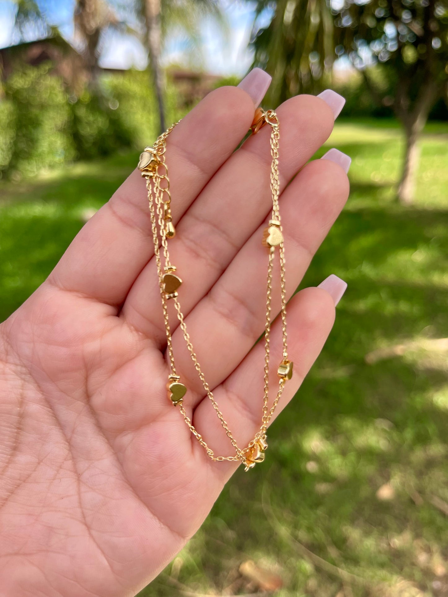 Double layer hearts anklet