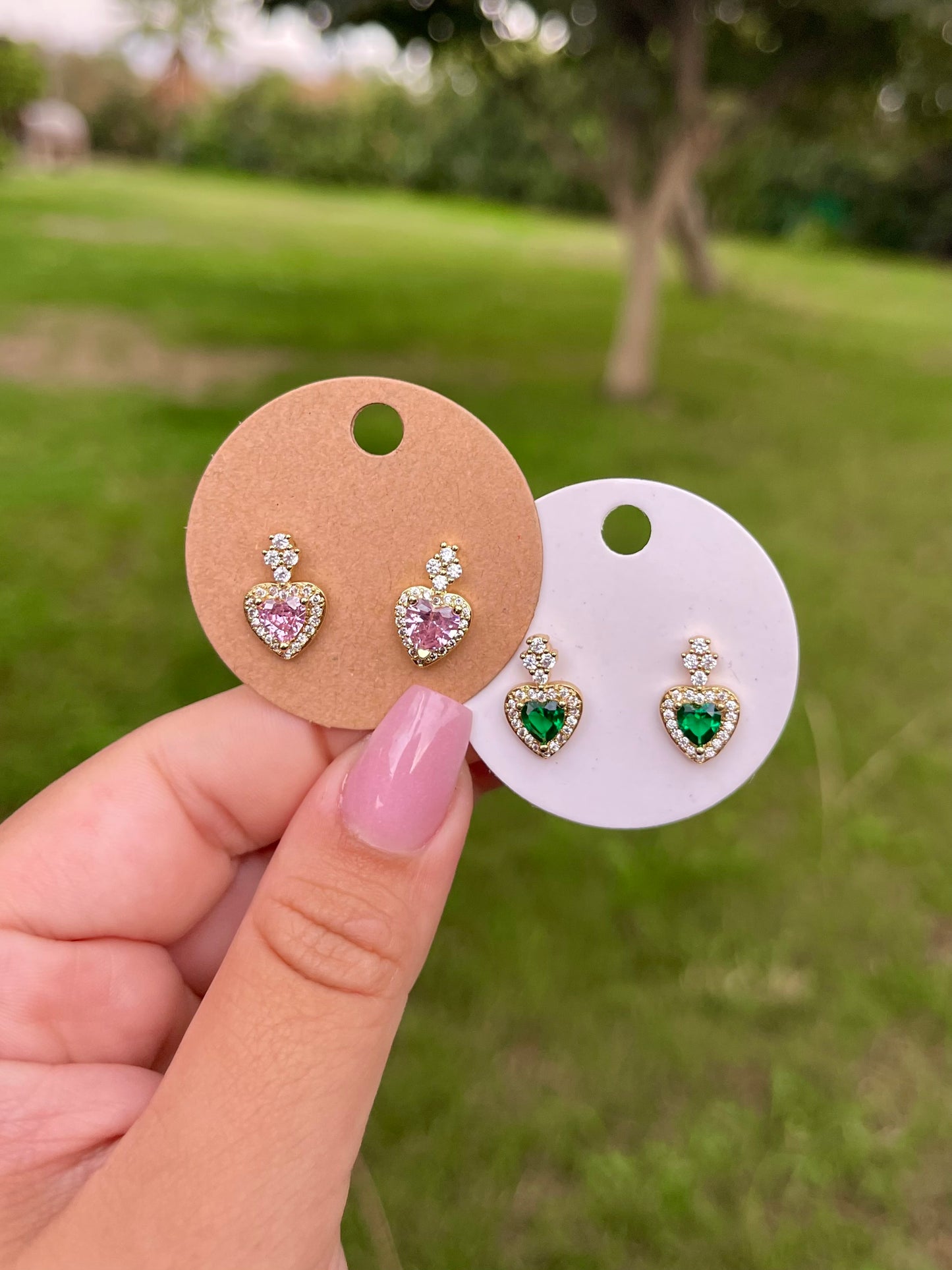 Hearts with stone earrings