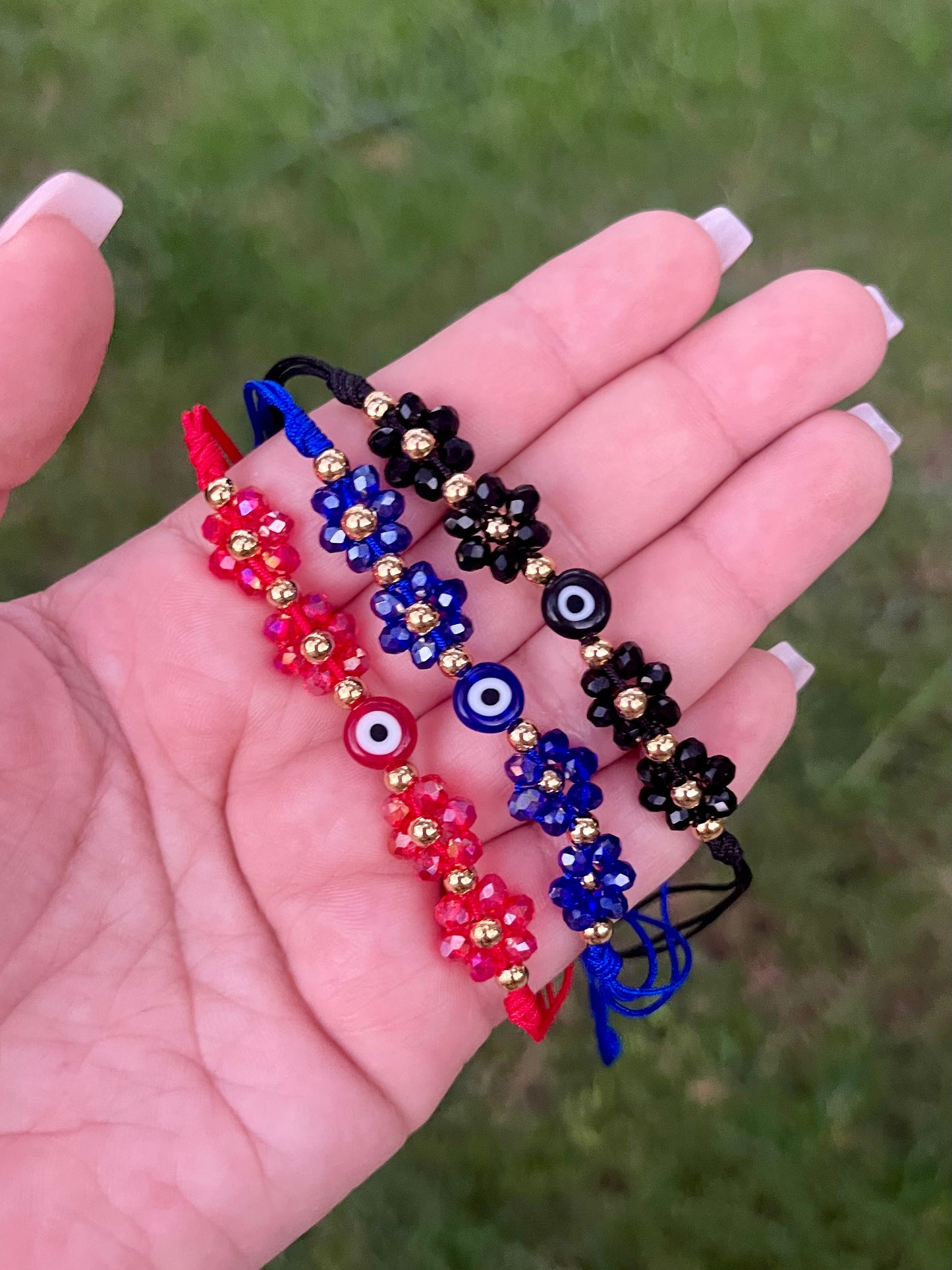 Evil eye flower handmade bracelet