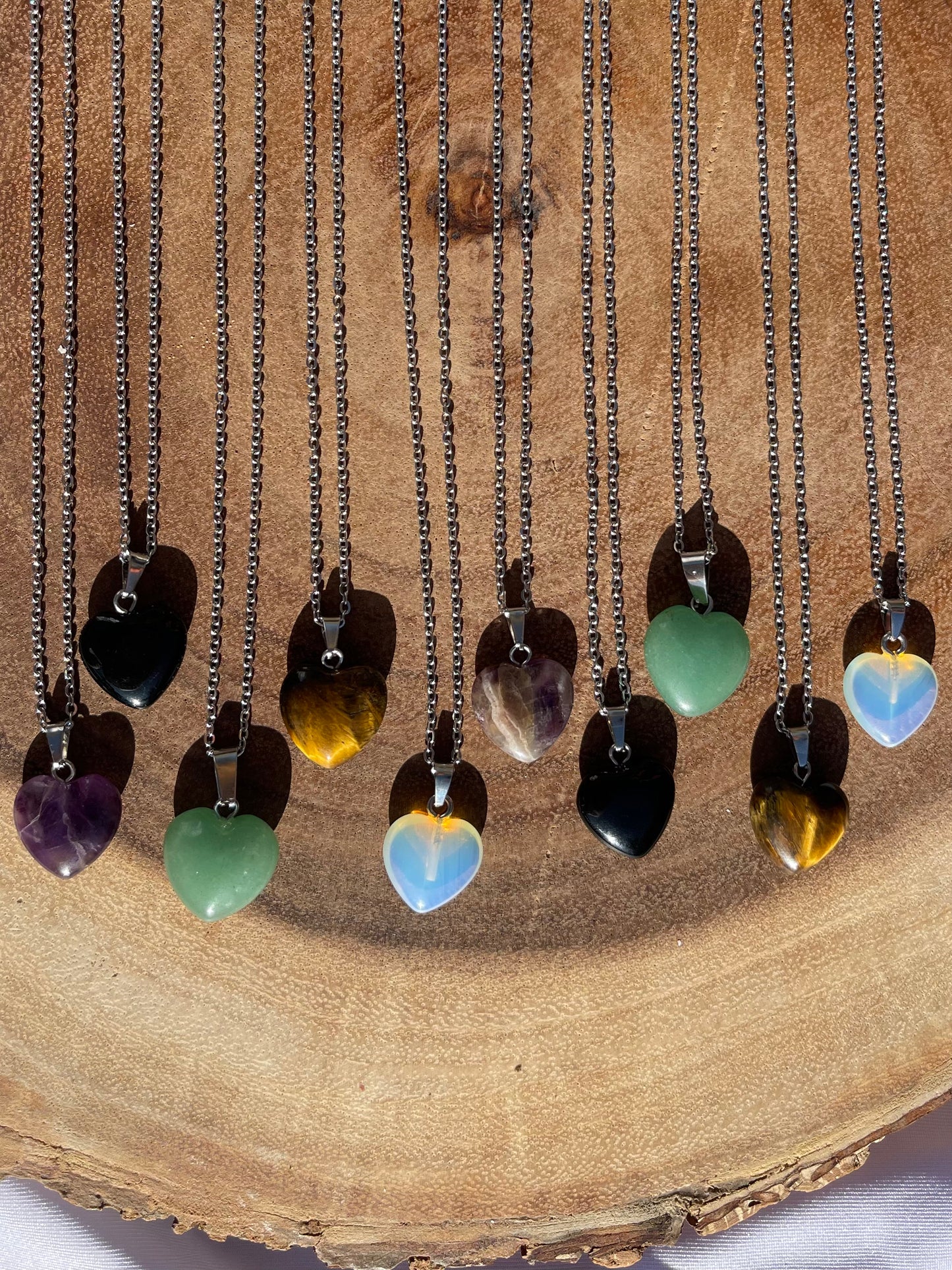 Heart shape gemstone necklace