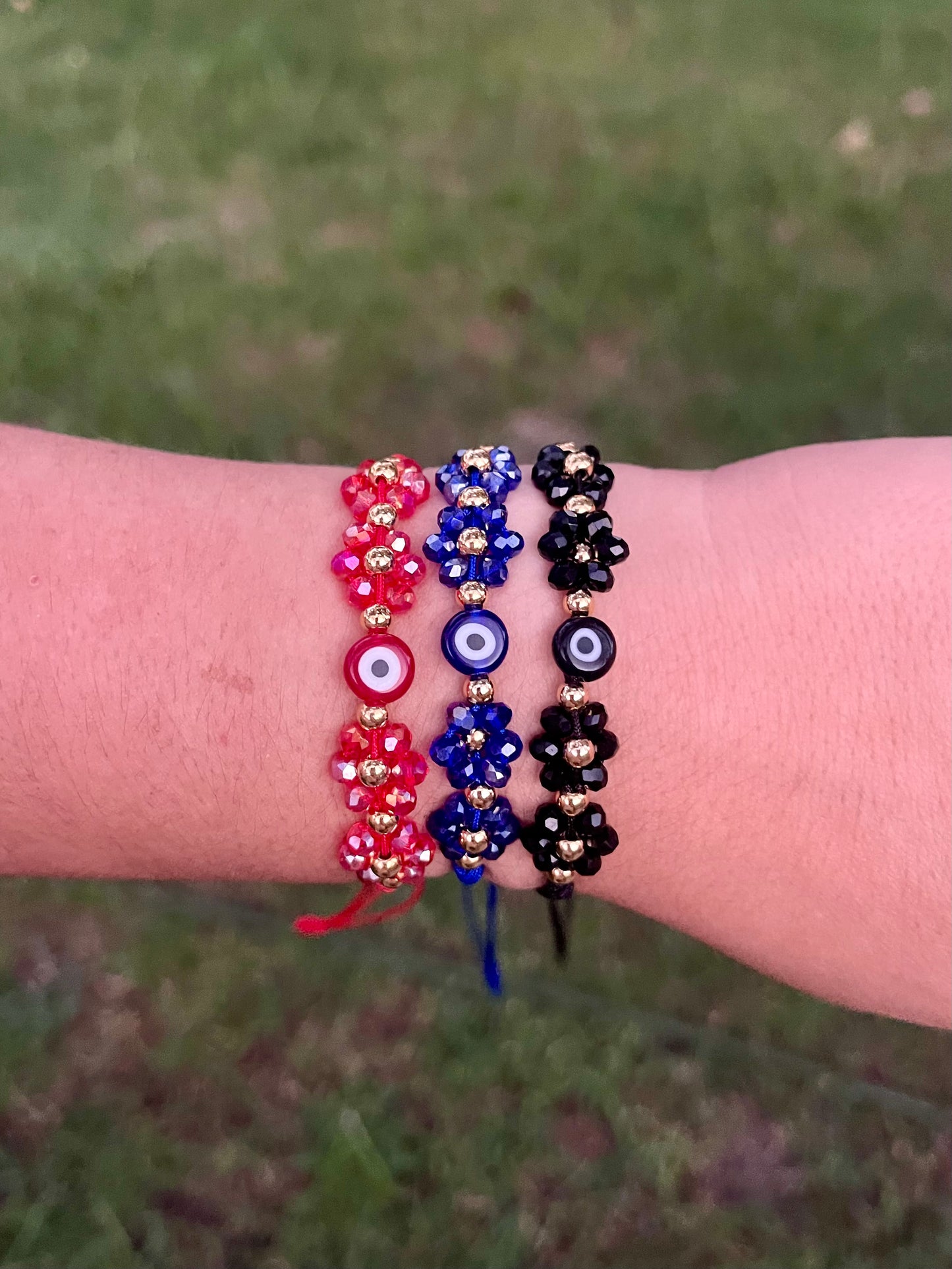 Evil eye flower handmade bracelet