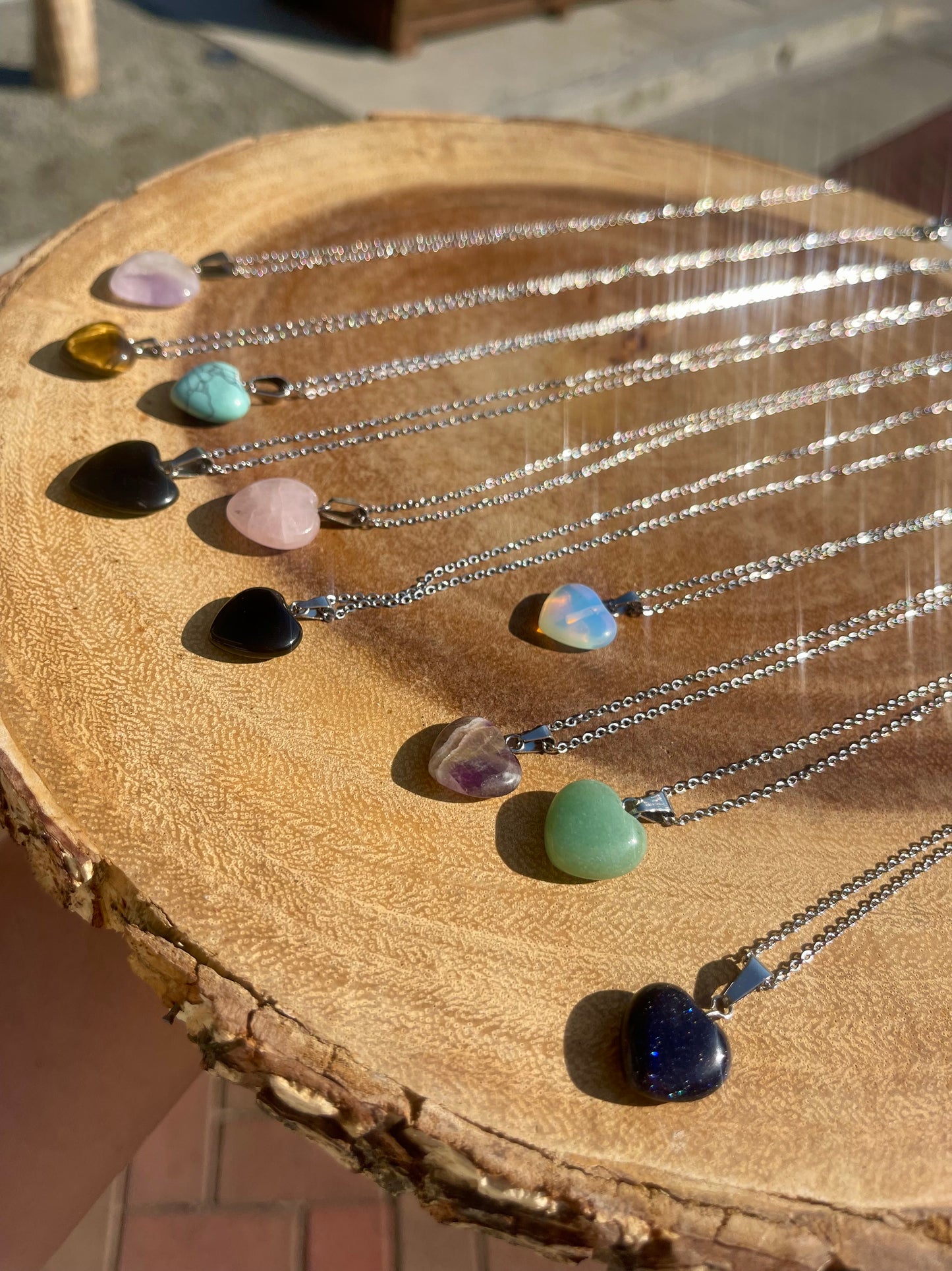 Heart shape gemstone necklace