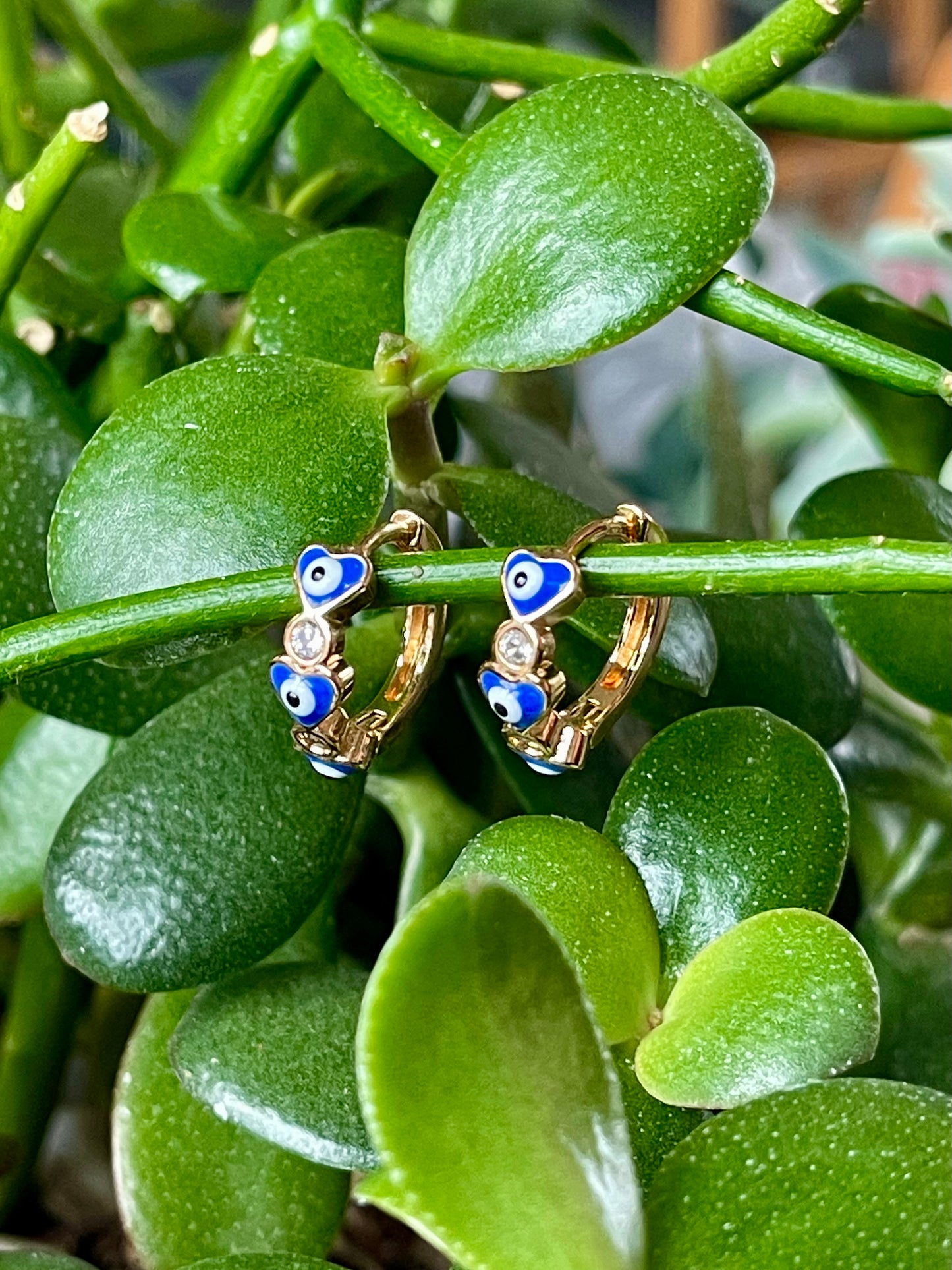 Evil eye blue hoops
