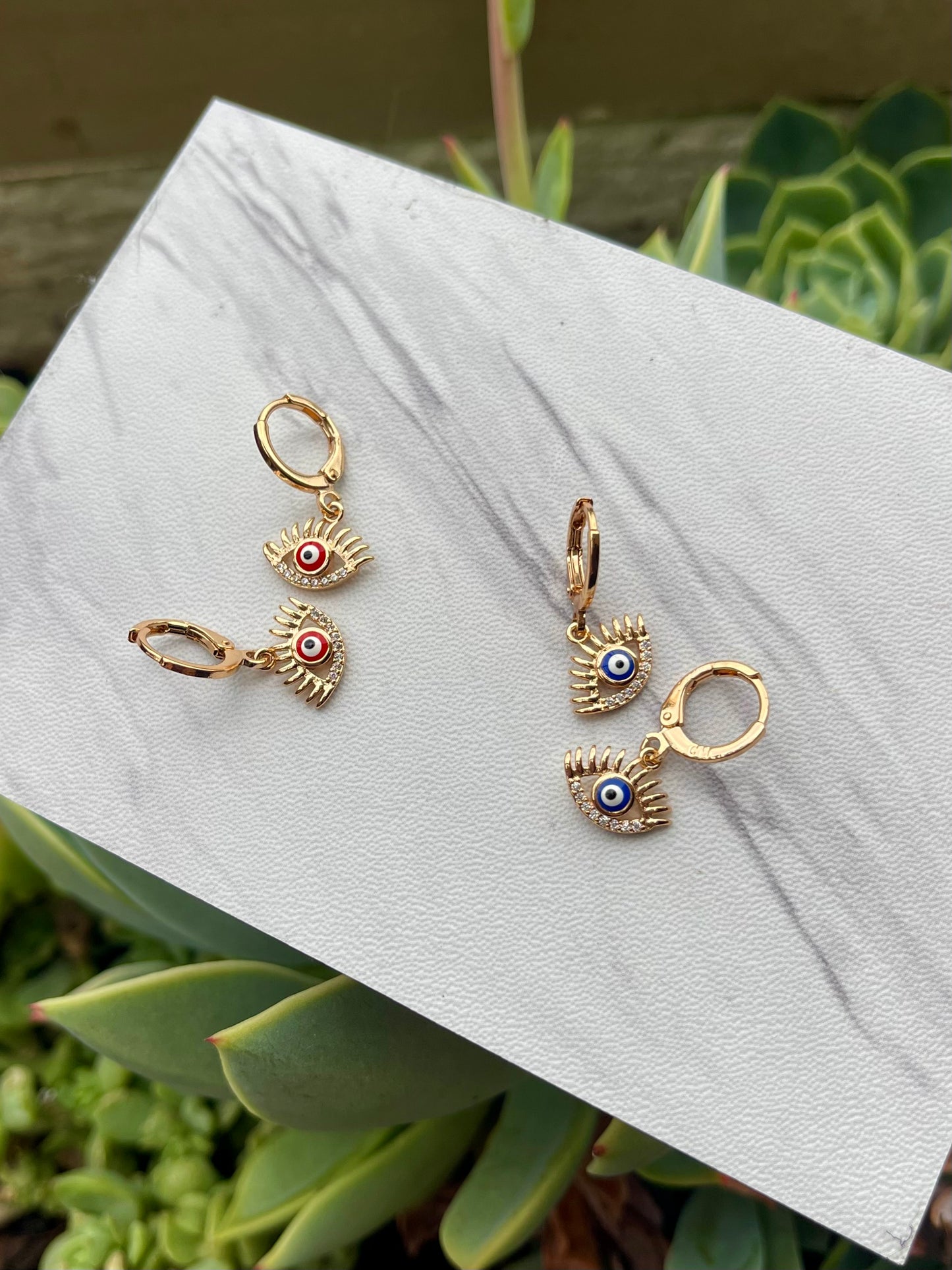 Evil eye hoops