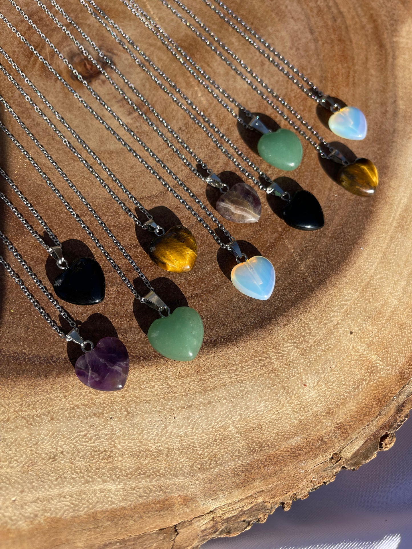 Heart shape gemstone necklace