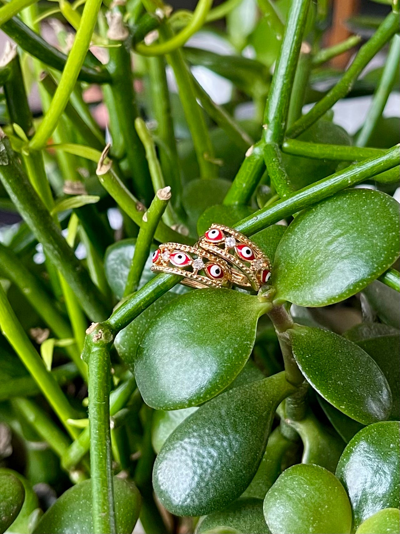 Evil eye red hoops