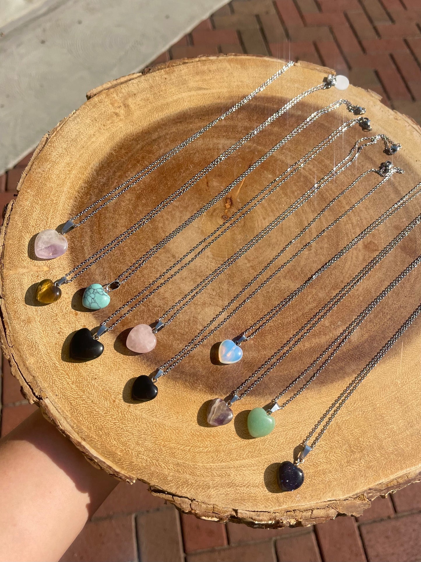 Heart shape gemstone necklace