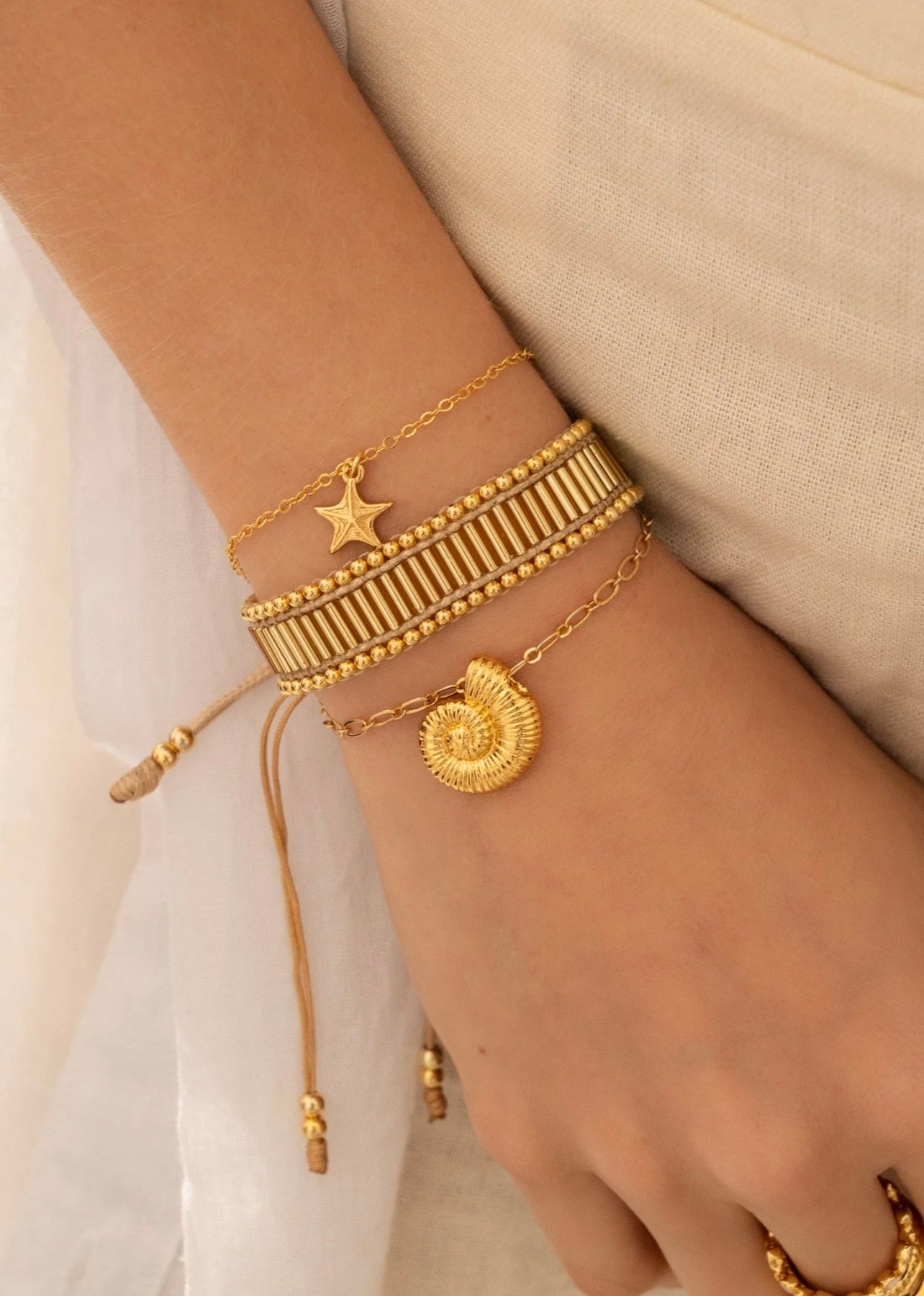 Set of 3 bracelets snail and star