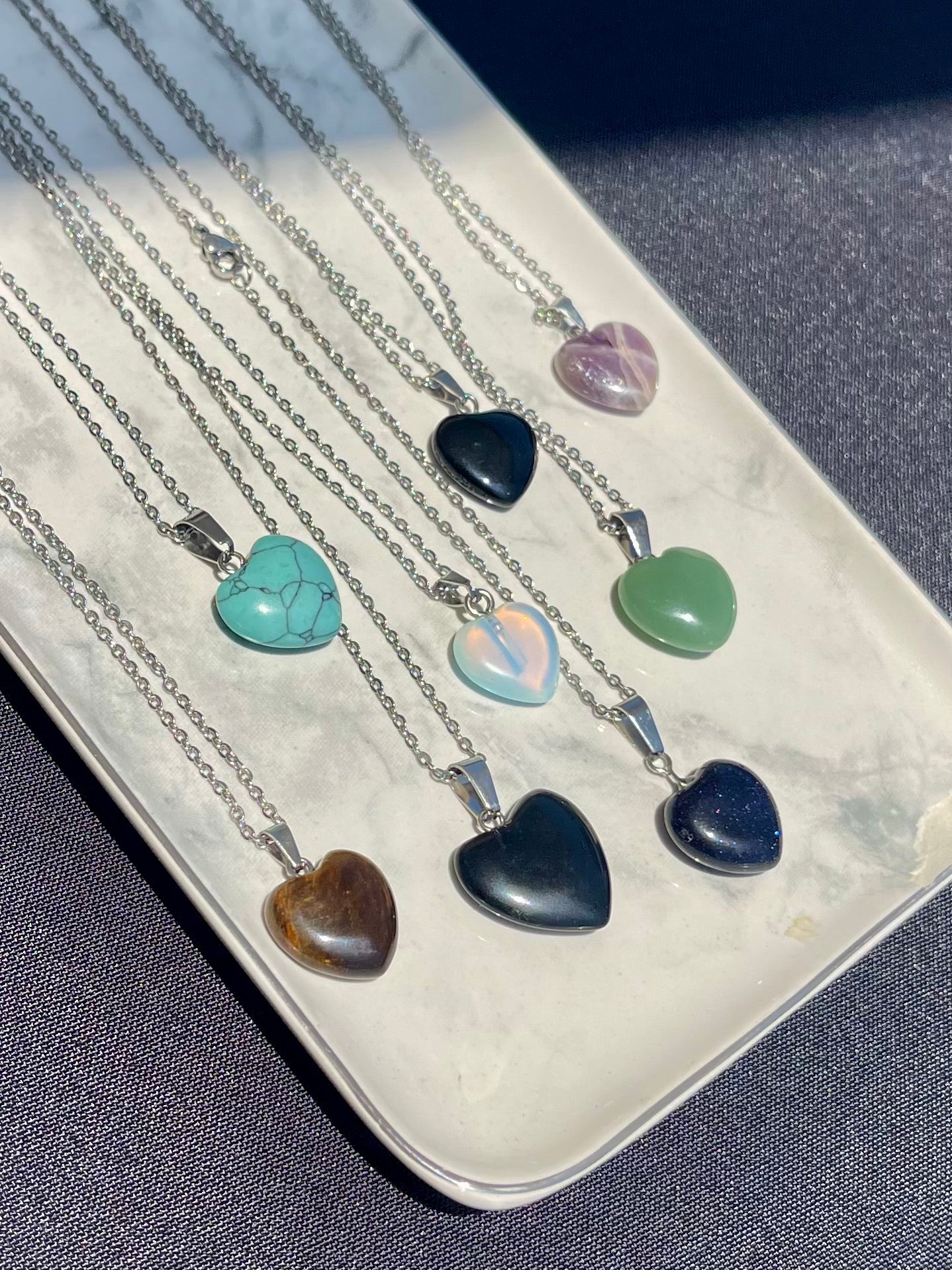 Heart shape gemstone necklace