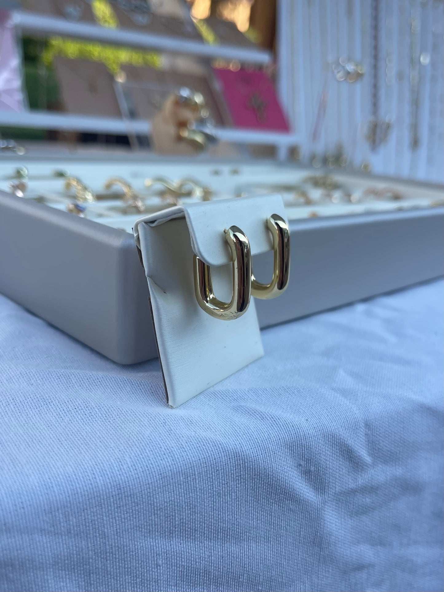 Chunky gold oval open Hoops