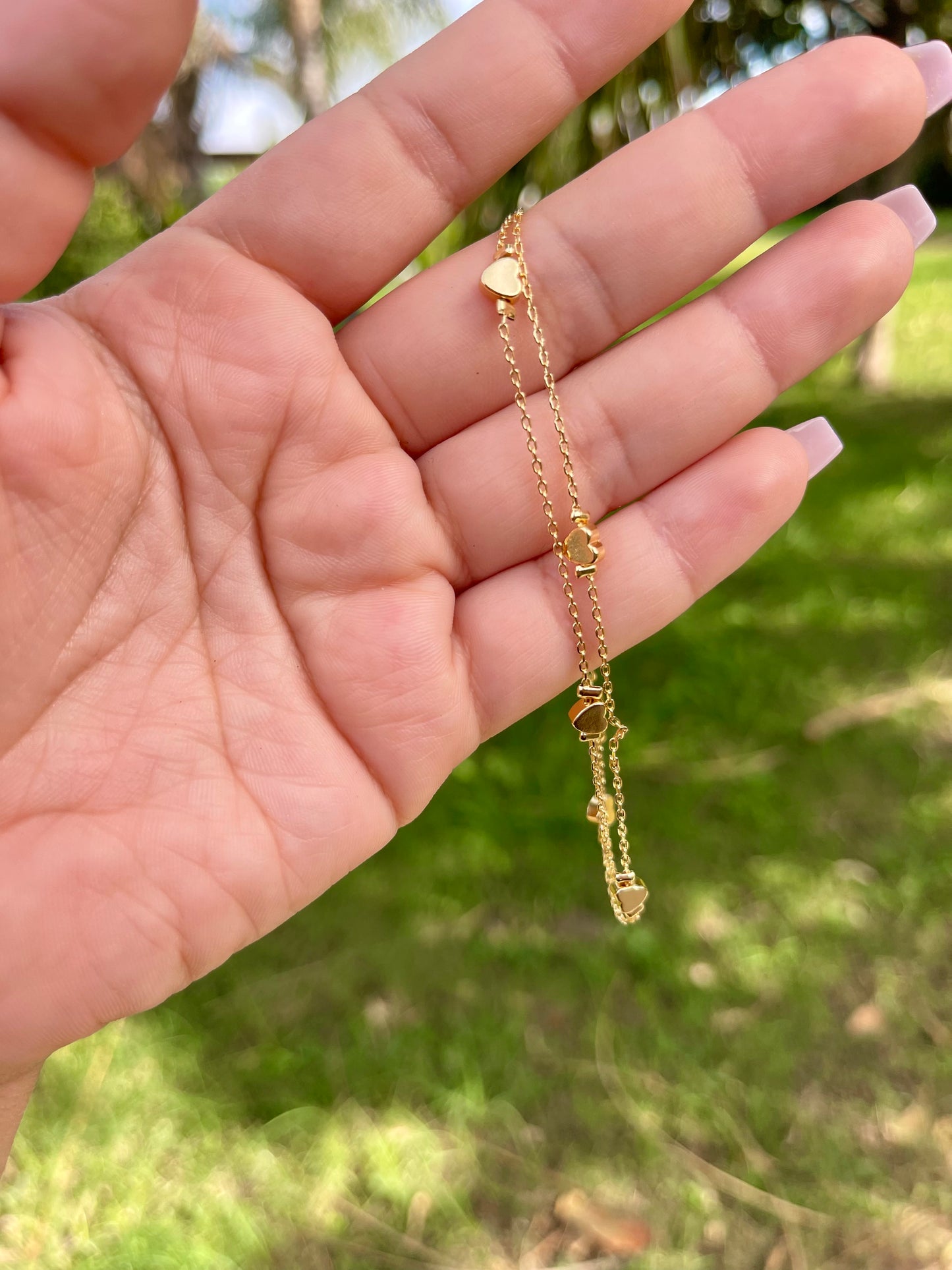 Double layer hearts anklet