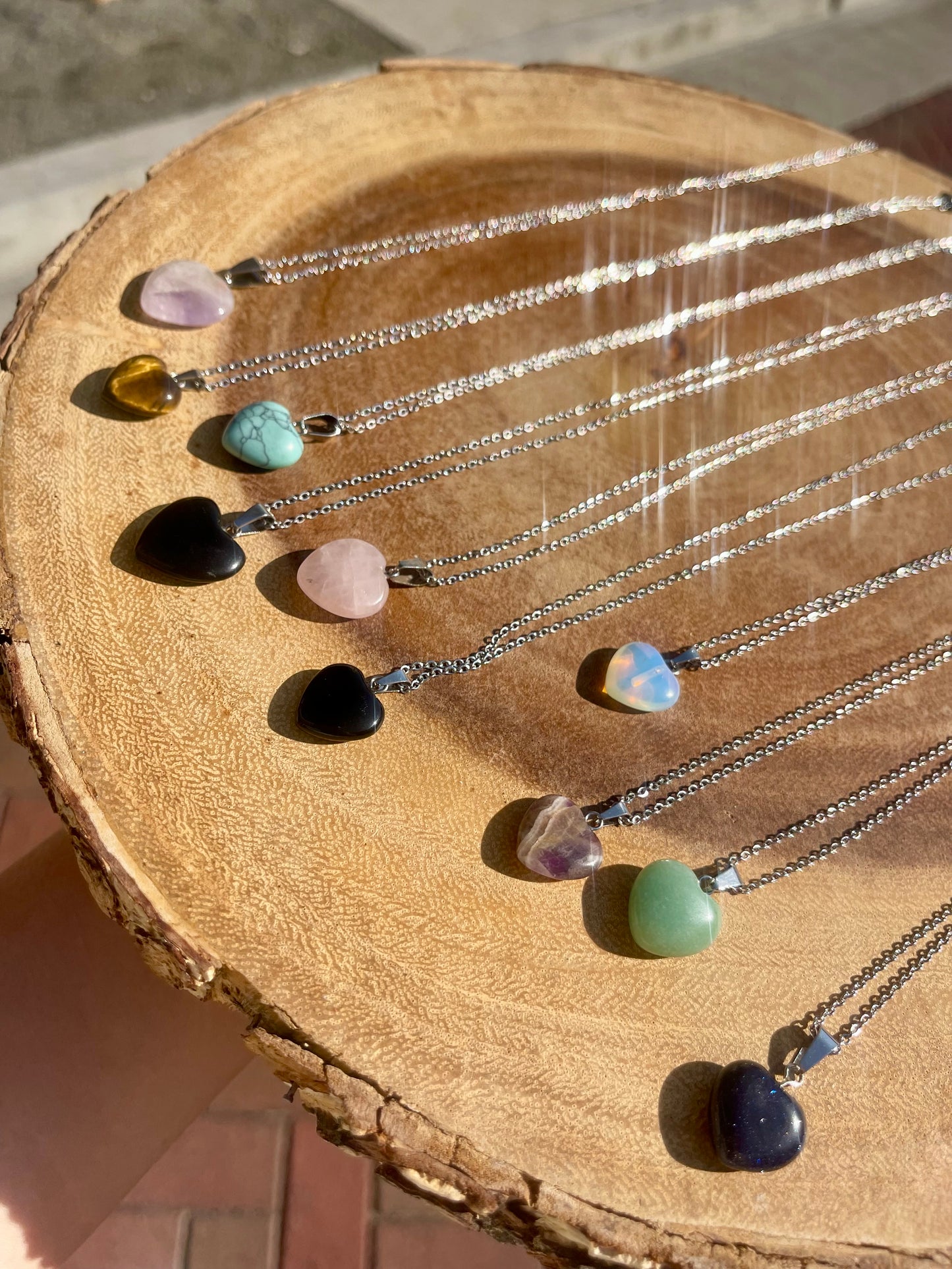 Heart shape gemstone necklace