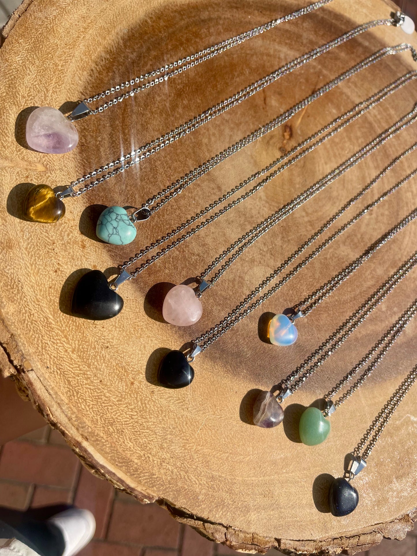 Heart shape gemstone necklace