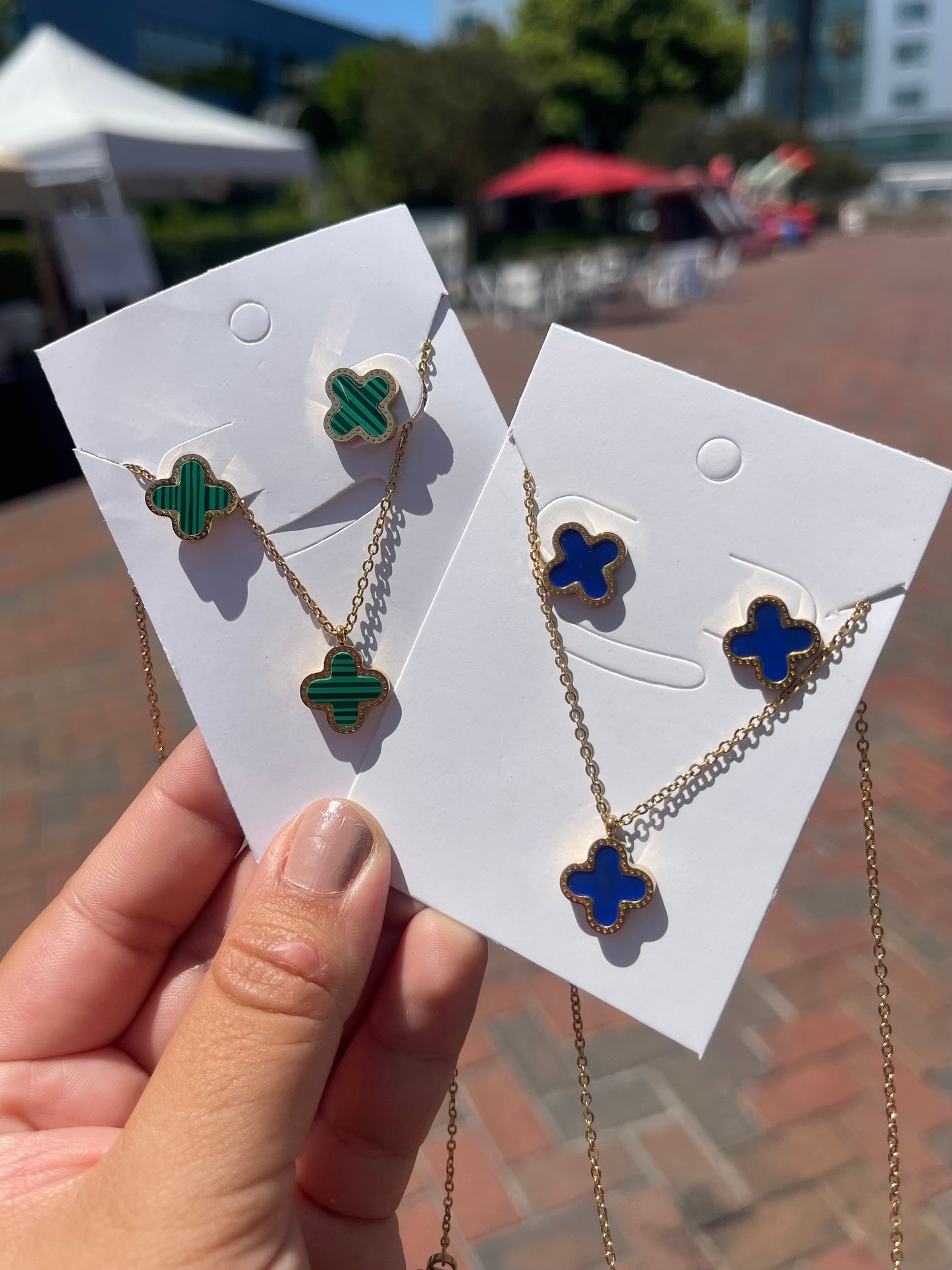 Two side clover necklaces