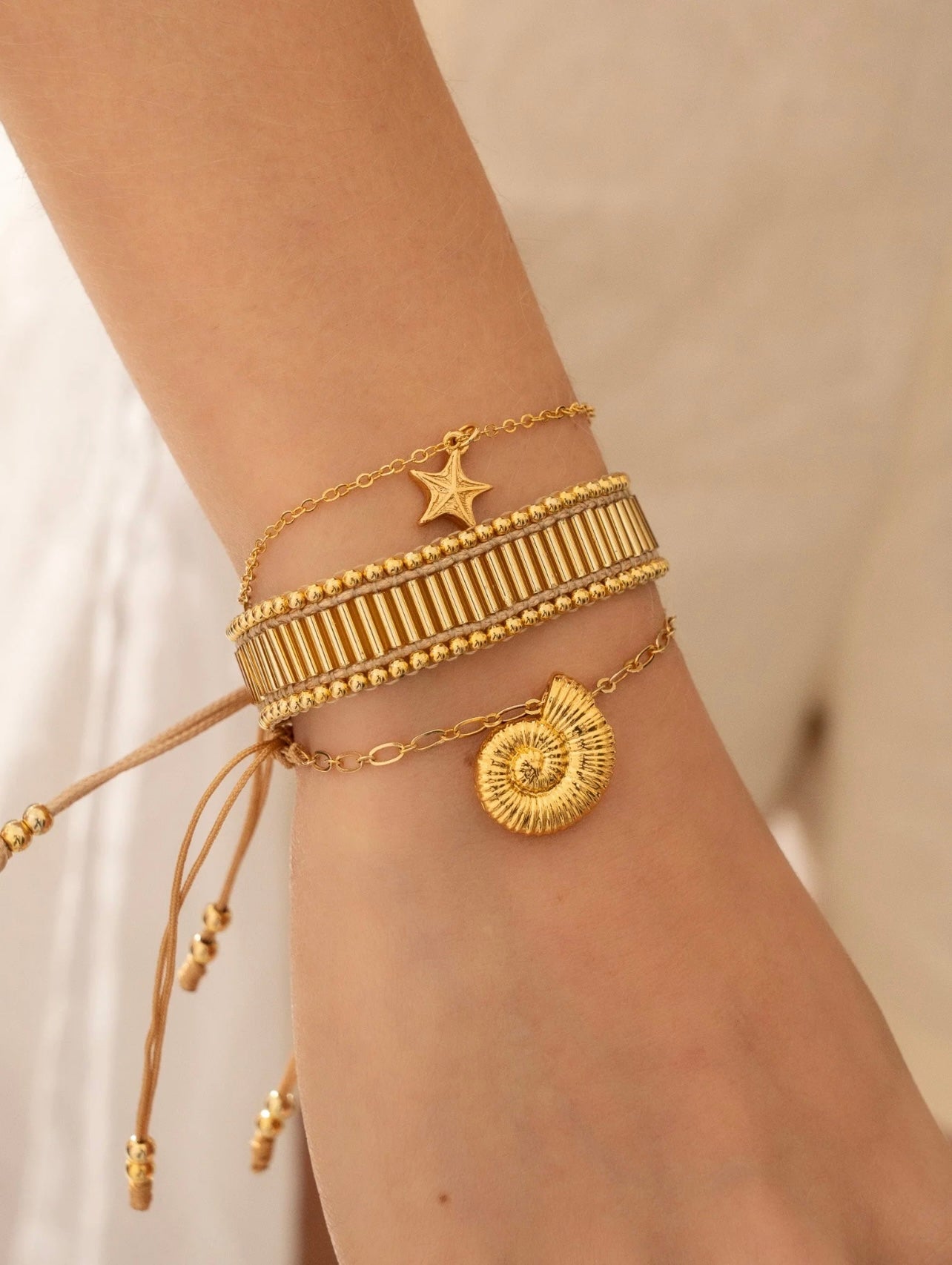 Set of 3 bracelets snail and star