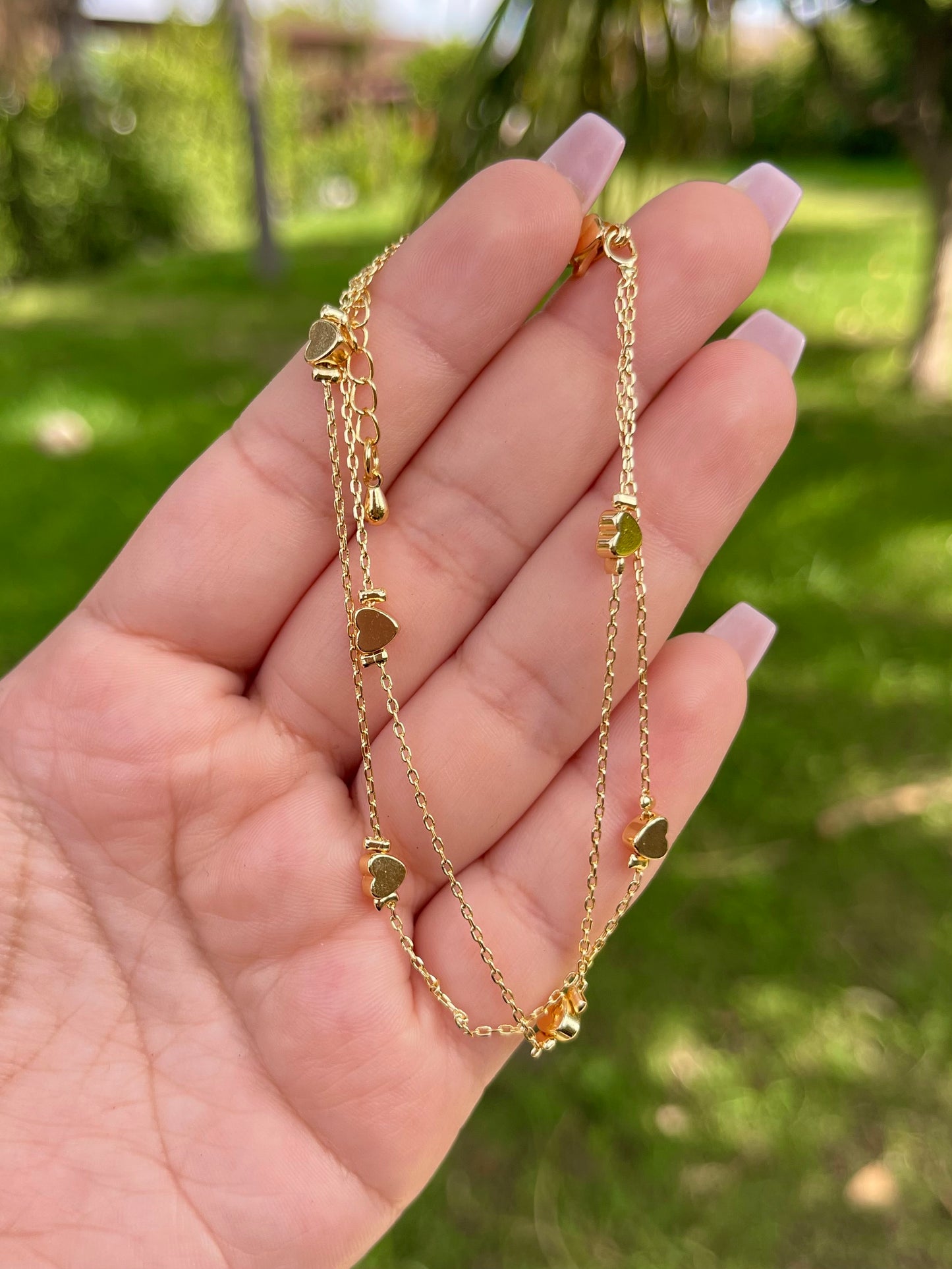 Double layer hearts anklet