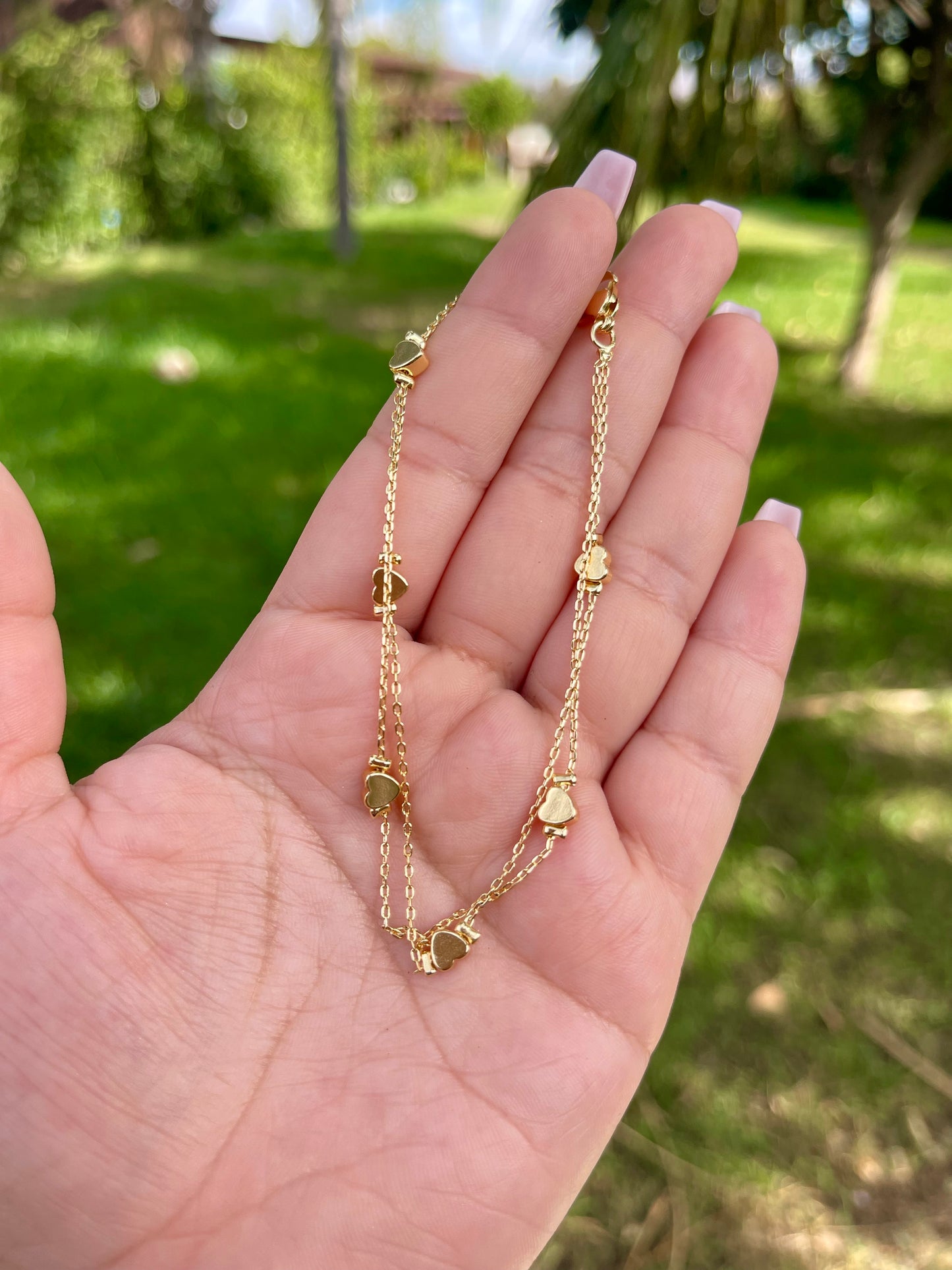Double layer hearts anklet