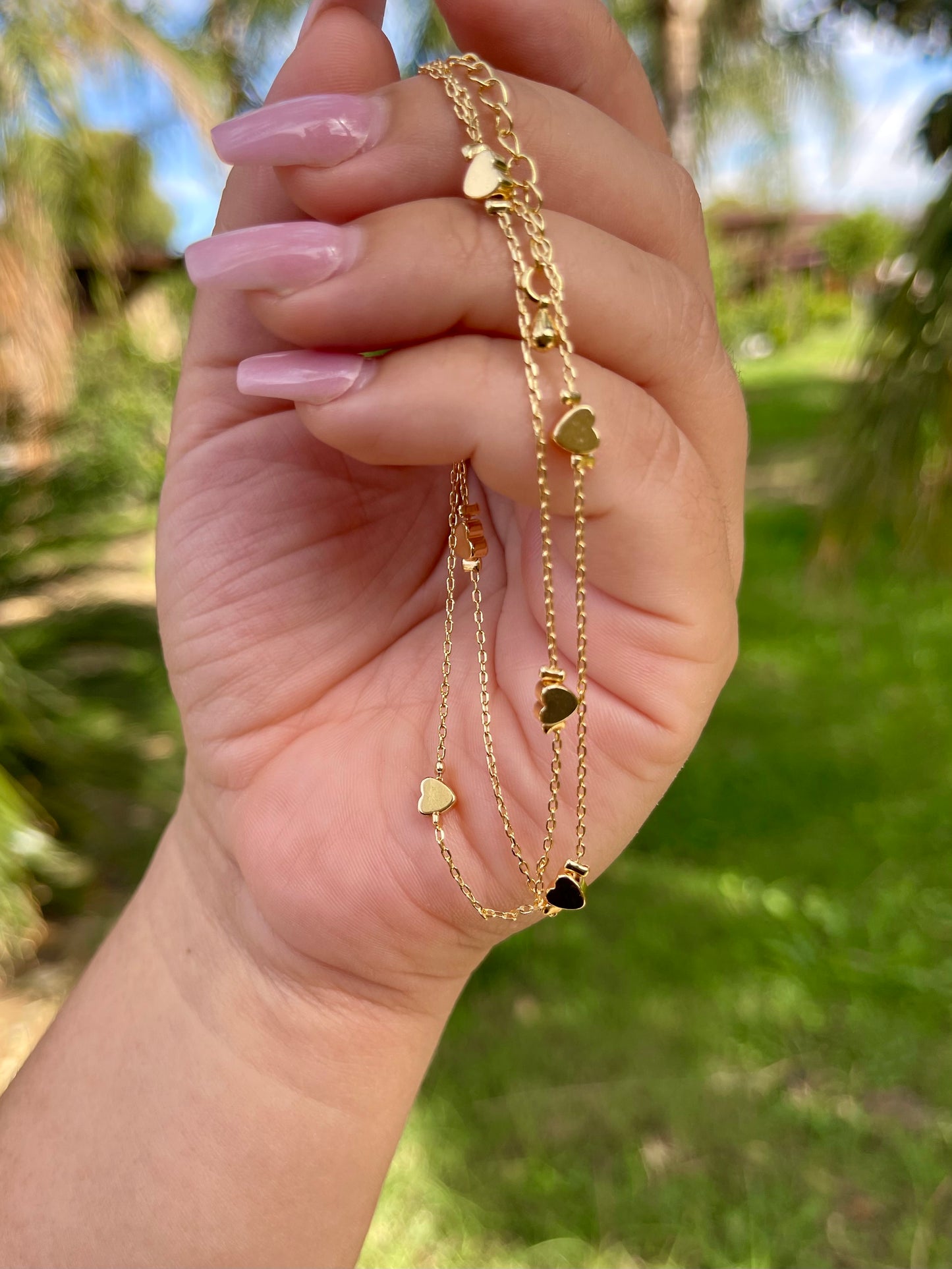 Double layer hearts anklet