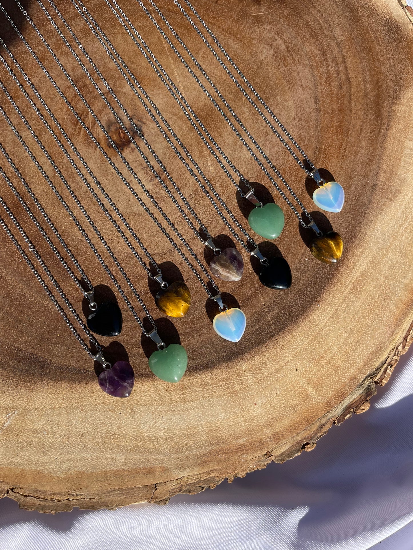 Heart shape gemstone necklace