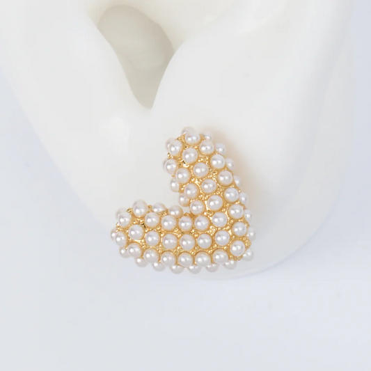 Pearl Heart Stud Earrings