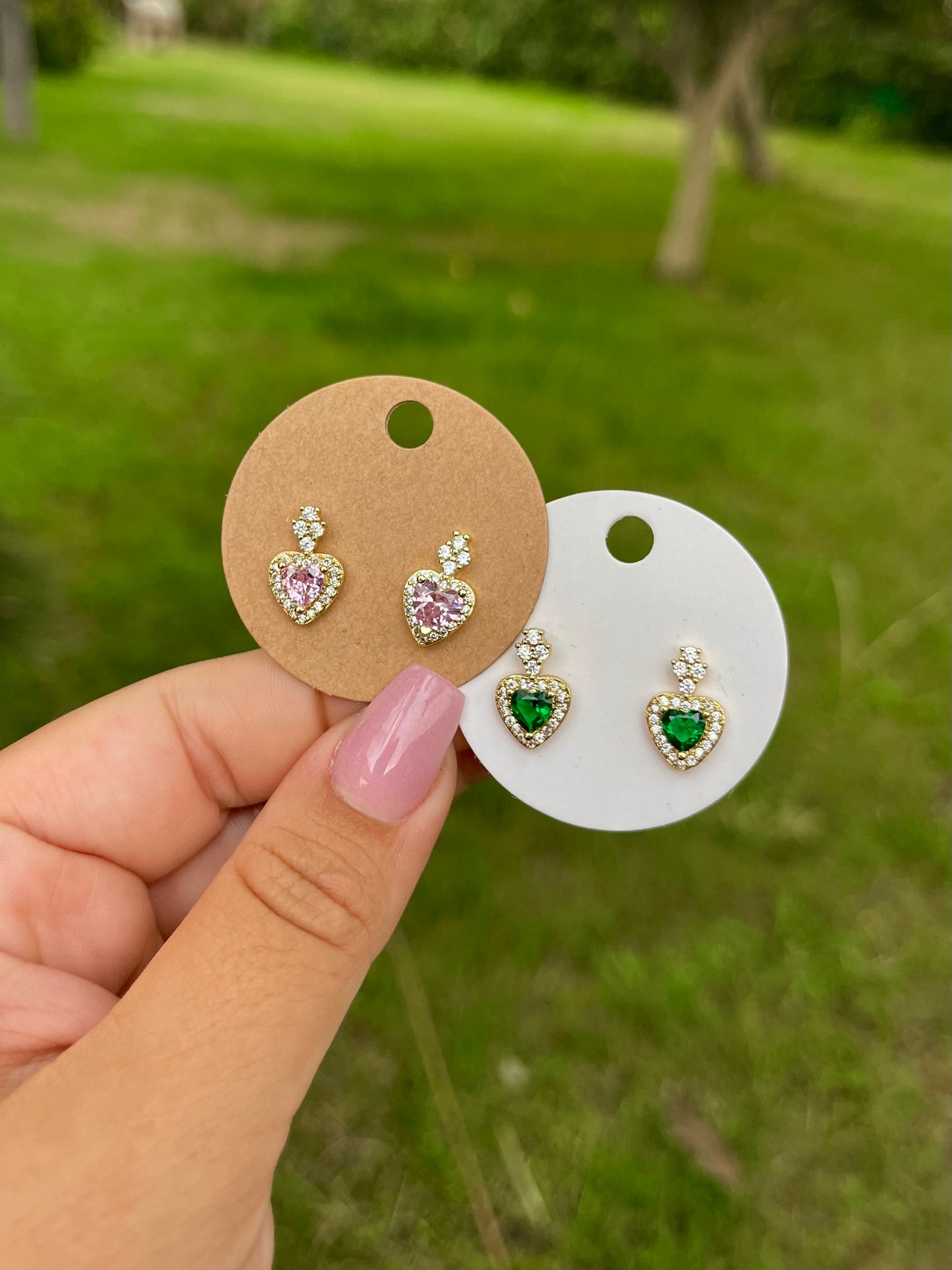 Hearts with stone earrings