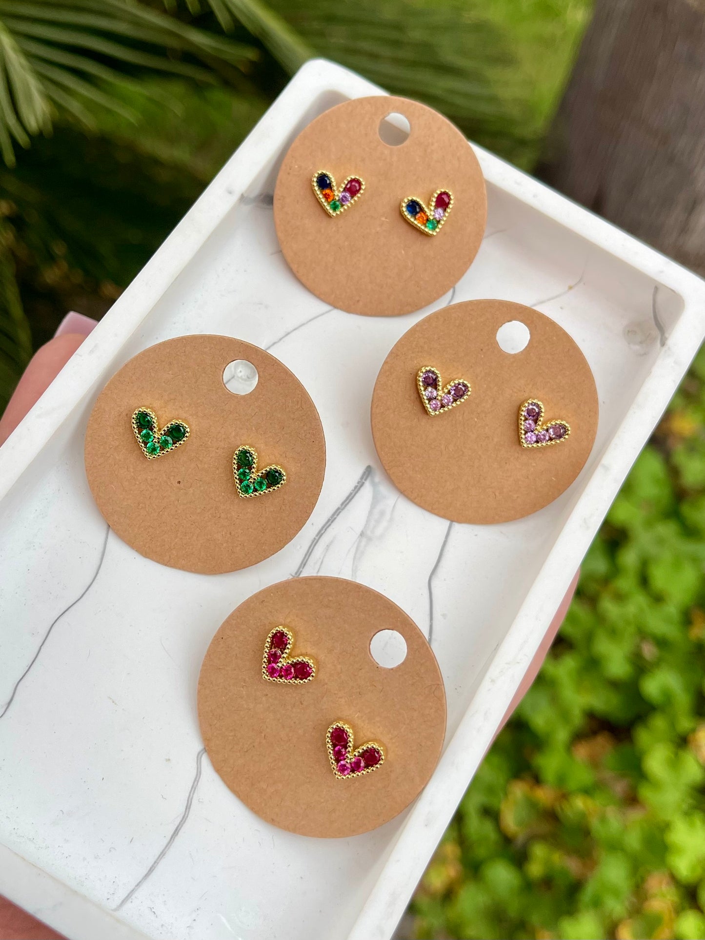 Heart with stone earrings