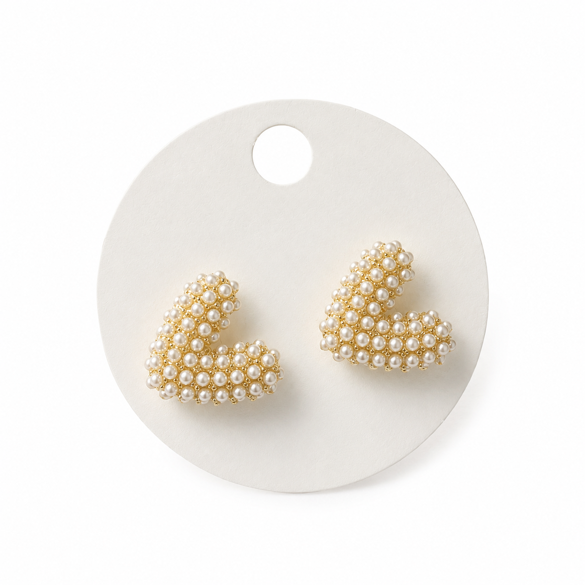 Pearl Heart Stud Earrings